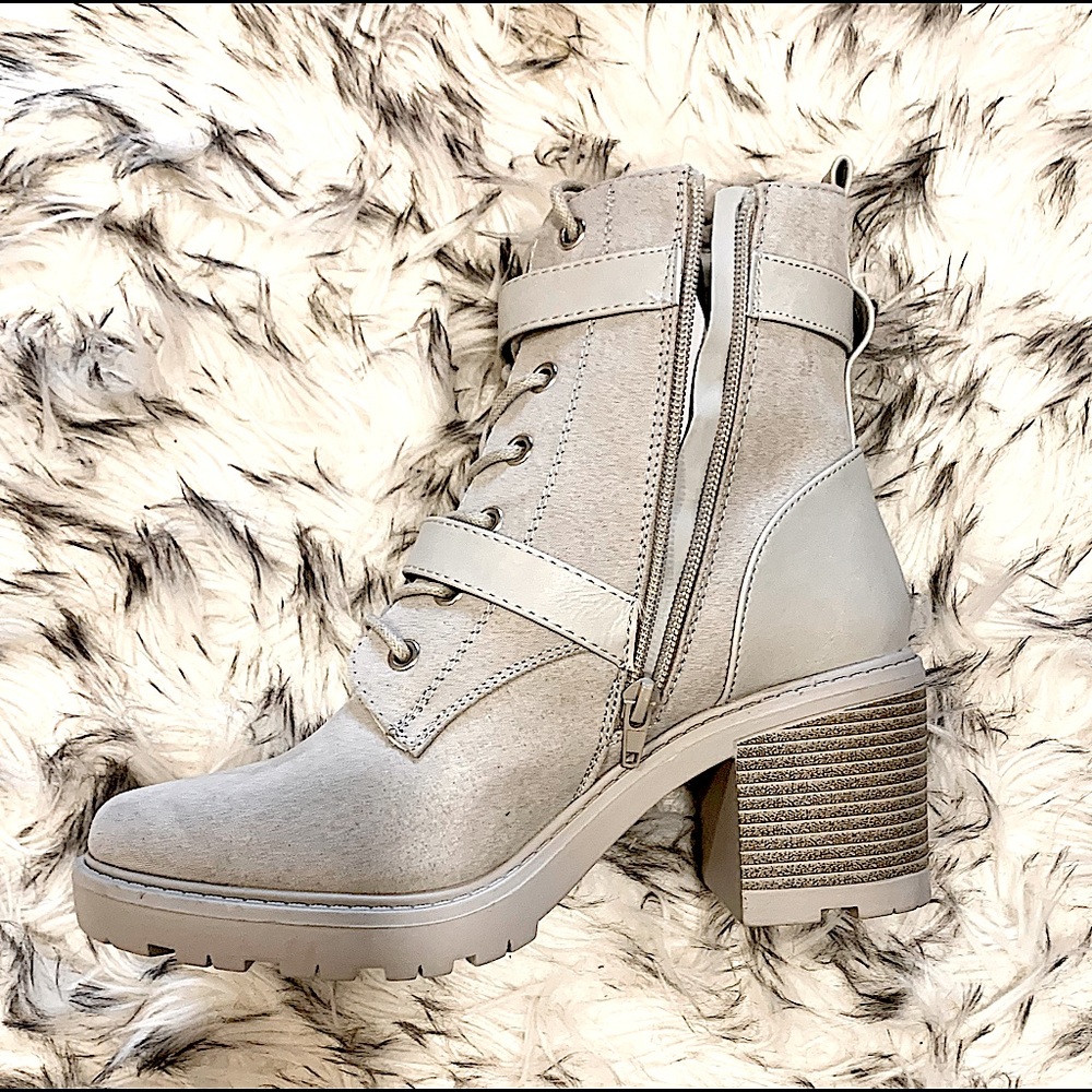 Grey combat bootie